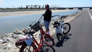 Along the Sant Ana River Trail looking toward the beach.