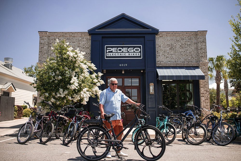 Coker Day, owner of Pedego Aiken, outside of his storefront.