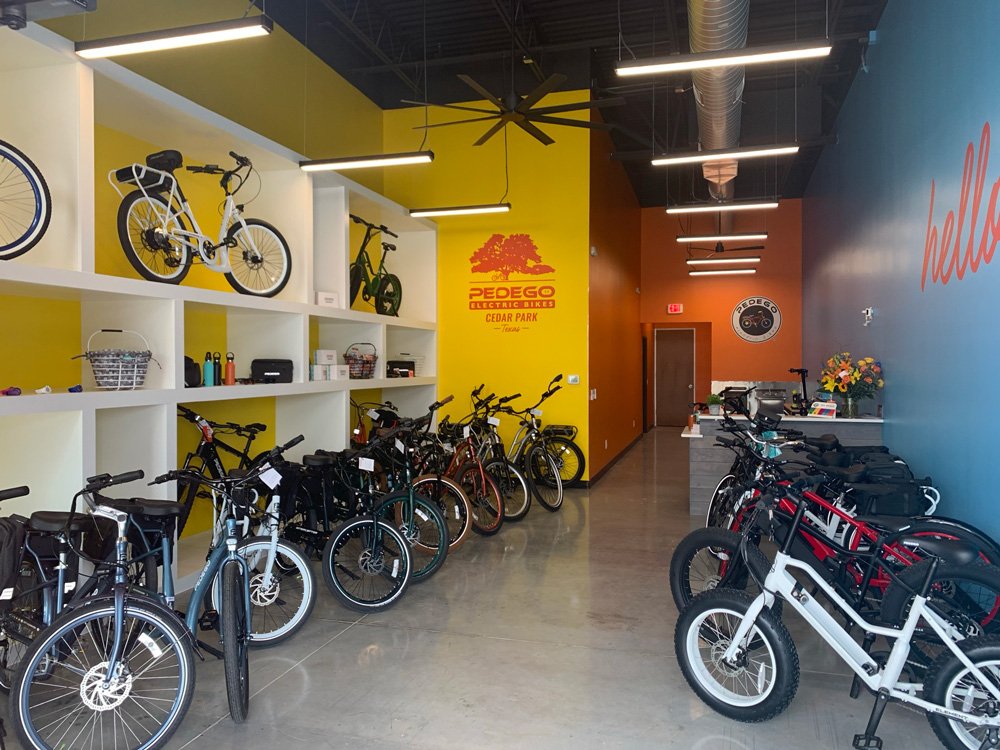 Inside Pedego Cedar Park store in Texas.