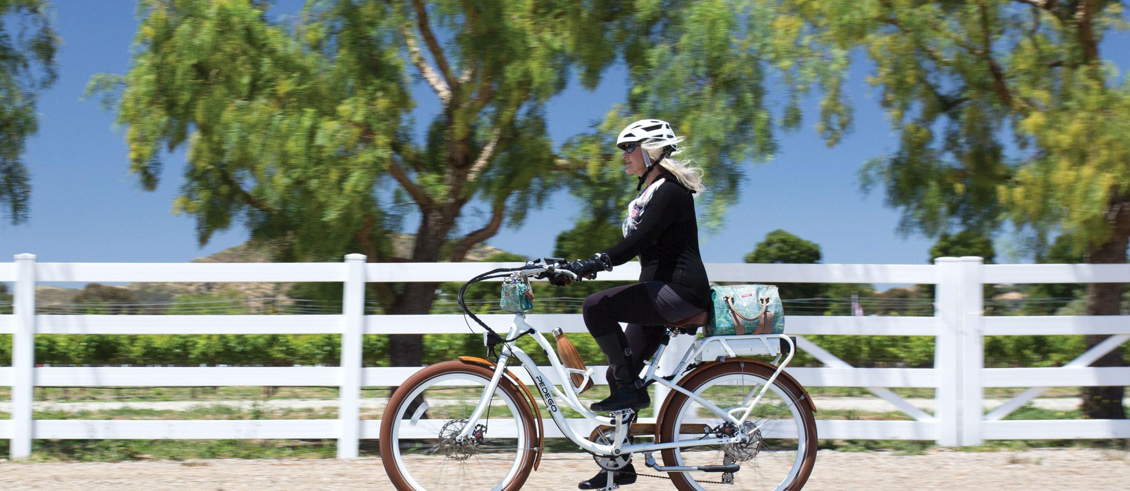 Miryam riding her Pedego