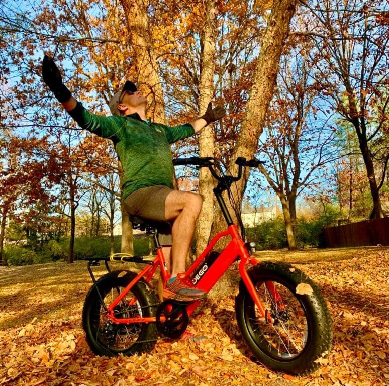 Pedego St. Louis co-owner, Bill Sauerwein, on his Pedego electric bike.