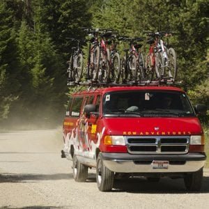 Van delivering Pedego electric bikes on the rails to trails vacation.