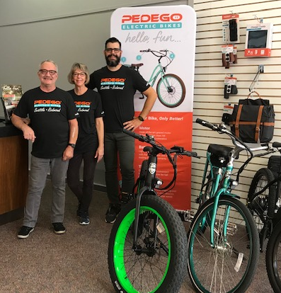 Dick Nelson, Donna Nelson and Mike Nelson of Pedego Seattle